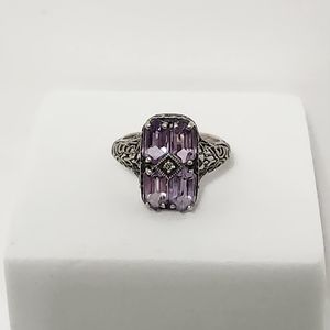 Sterling Silver Filigree Amethyst Ring, Size 6
